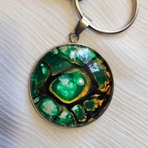 Hand Crafted Silicone You are You Key Chain Holder with Hand Painted Cabuchon - Picture 3 of 5